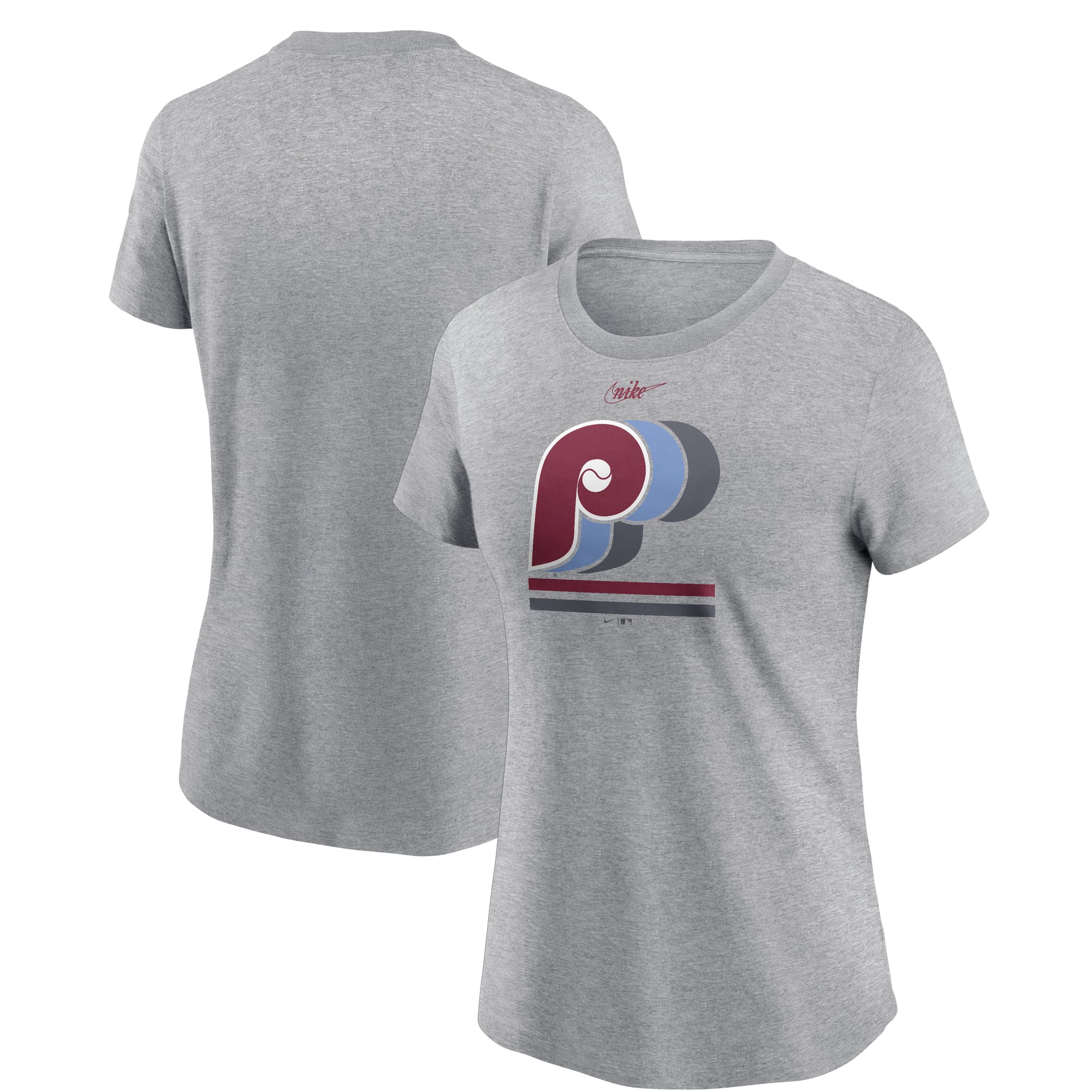 Women's Nike  Heather Gray Philadelphia Phillies Logo T-Shirt
